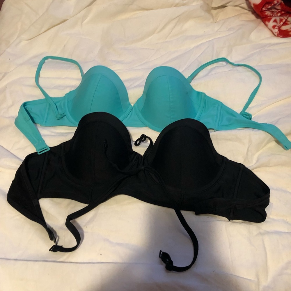 Black and Turquoise Bikini Tops